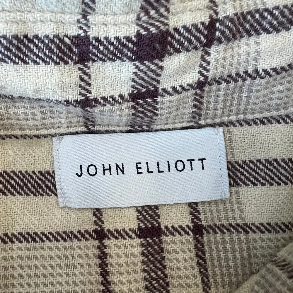JOHN ELLIOTT Men's Hemi Oversized Shirt Size 2/M In Gobi Check